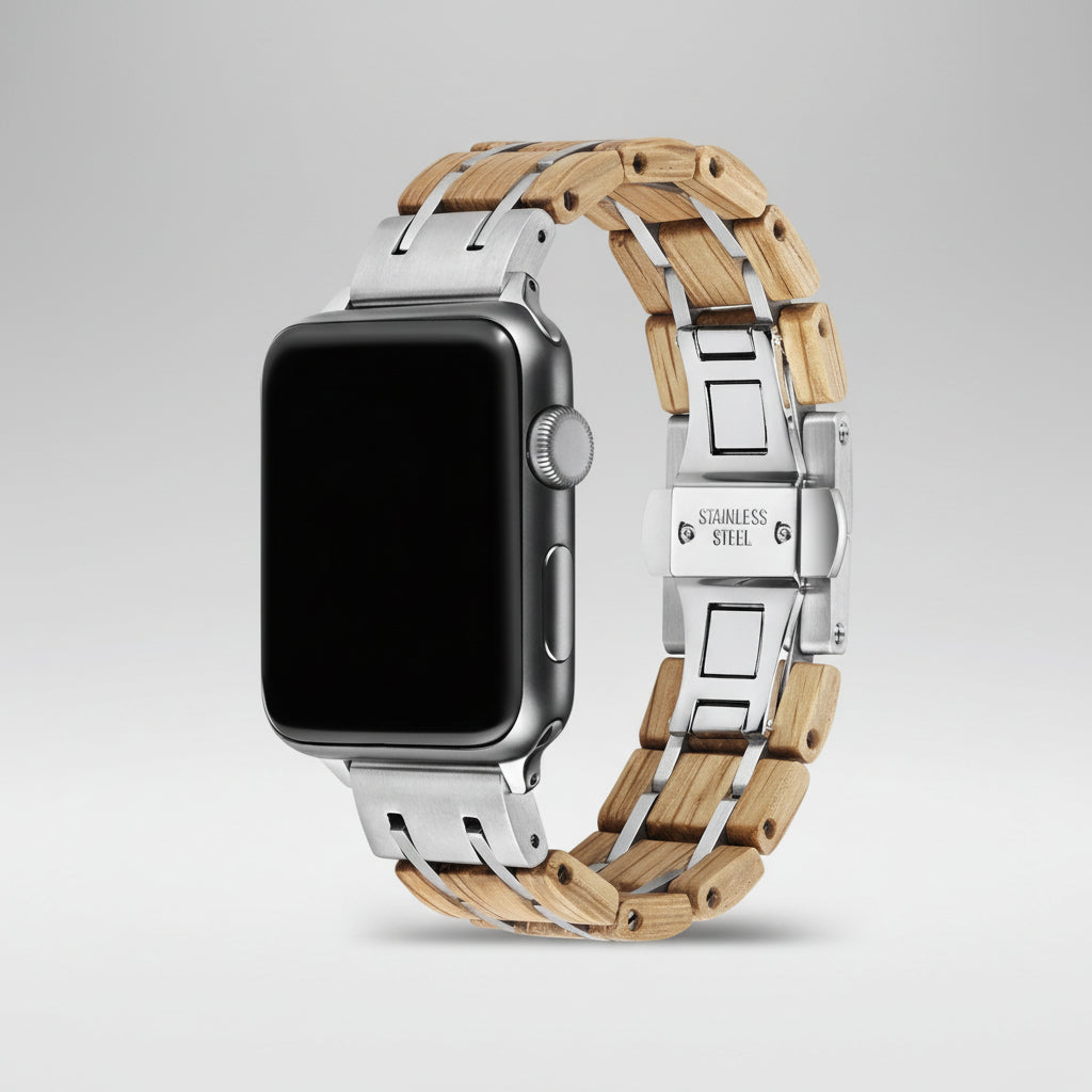 White Oak Silver Apple Watch Band iWatch Strap