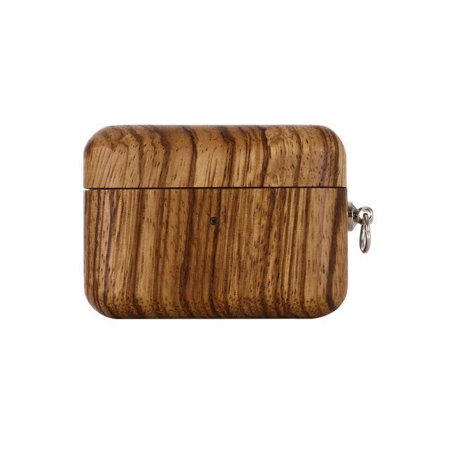Natural Wood Zebra AirPods Pro Case with Keychain