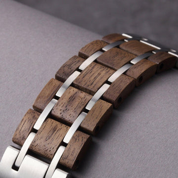 Experience Unparalleled Comfort and Style with the Walnut Silver Apple Watch Band - iWoodStore