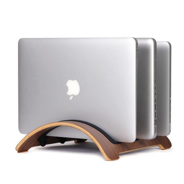 Adjustable Vertical Laptop Stand Solid Oak Wood Dock Holder For