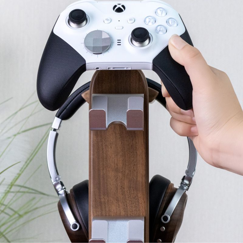 3 Tier Controller Stand wooden controller stand holder for gamers 3 in 1 xbox ps5 ps4 ps3 brown walnut wood