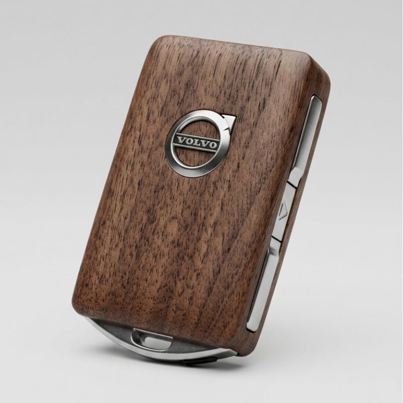Volvo 純正Key Case木製 Volvo Car Key Wooden Case Cover Fob with Wristlet 🚗 🌳 🔑