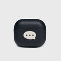Top lid with nano adhesive for secure closure Black leather case with a white icon on a light gray background