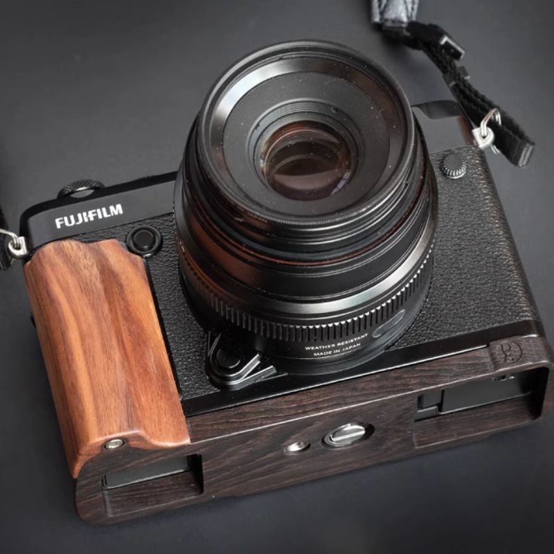 Fujifilm GFX 50R Handgrip HandleWooden Camera Handgrip for Fujifilm GFX 50R Dark Ebony Brown Walnut Wood