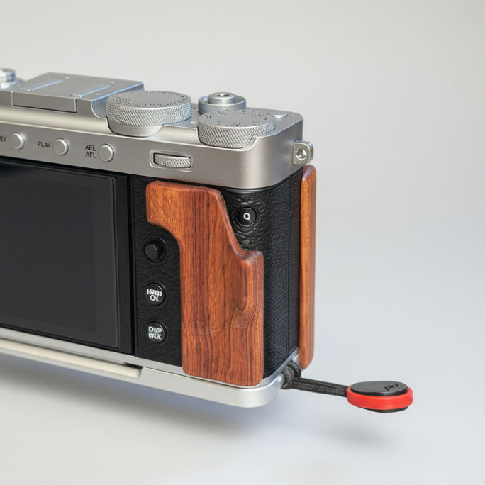 Fujifilm XE5 Wooden Thumb Rest | Premium Walnut & Ebony Grip