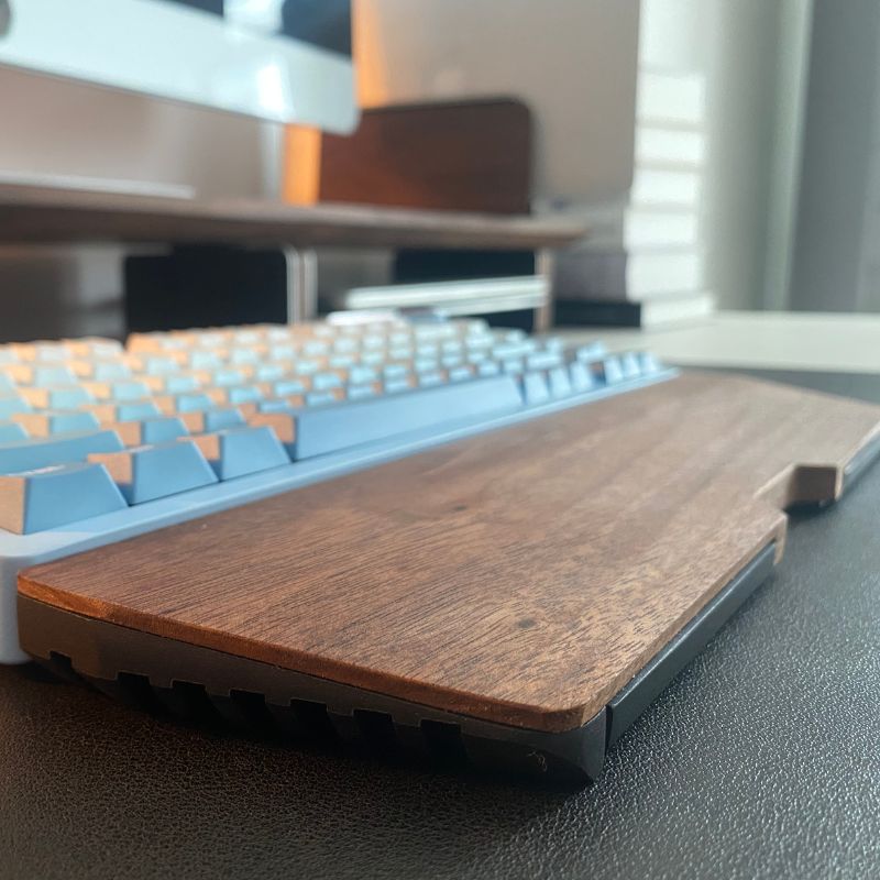 Mechanical Keyboard Palm Rest Wrist Rest Support Stabil Heavy Wood with Aluminium Base Plate