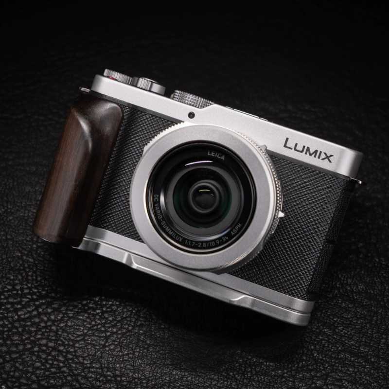 Wooden Hand Grip & Baseplate for Panasonic LUMIX L10 Black Walnut & Ebony
