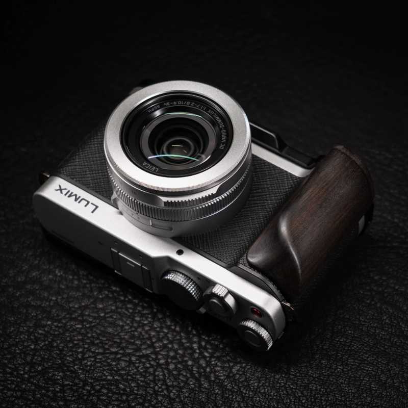 Wooden Hand Grip & Baseplate for Panasonic LUMIX L10 Black Walnut & Ebony