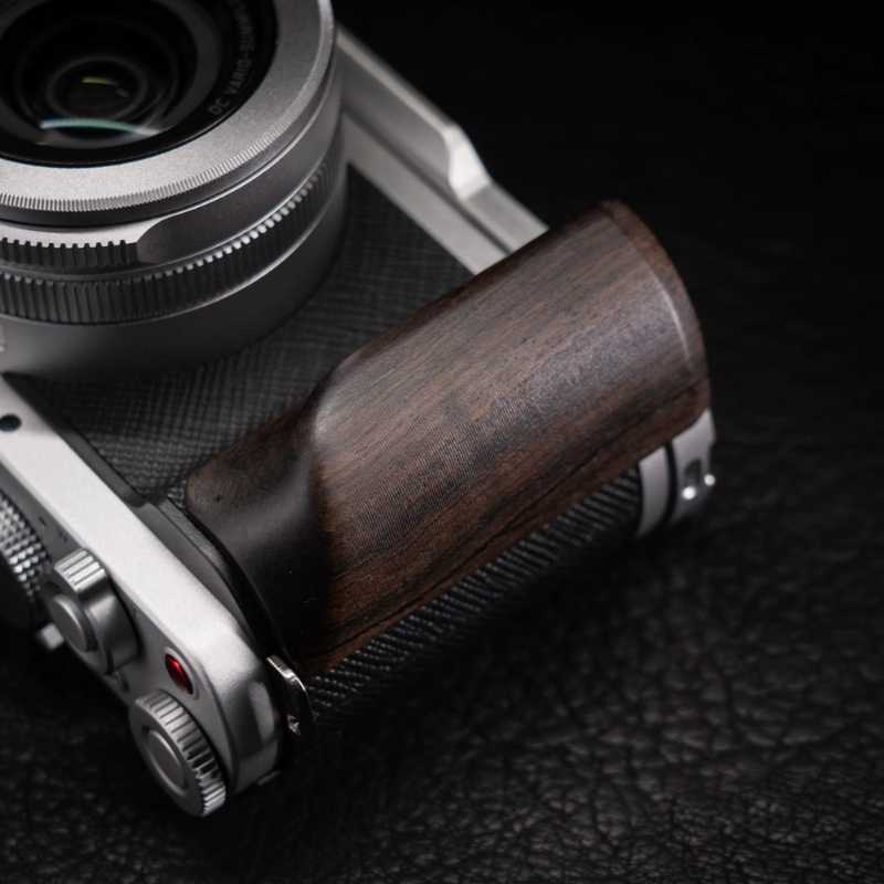 Wooden Hand Grip & Baseplate for Panasonic LUMIX L10 Black Walnut & Ebony