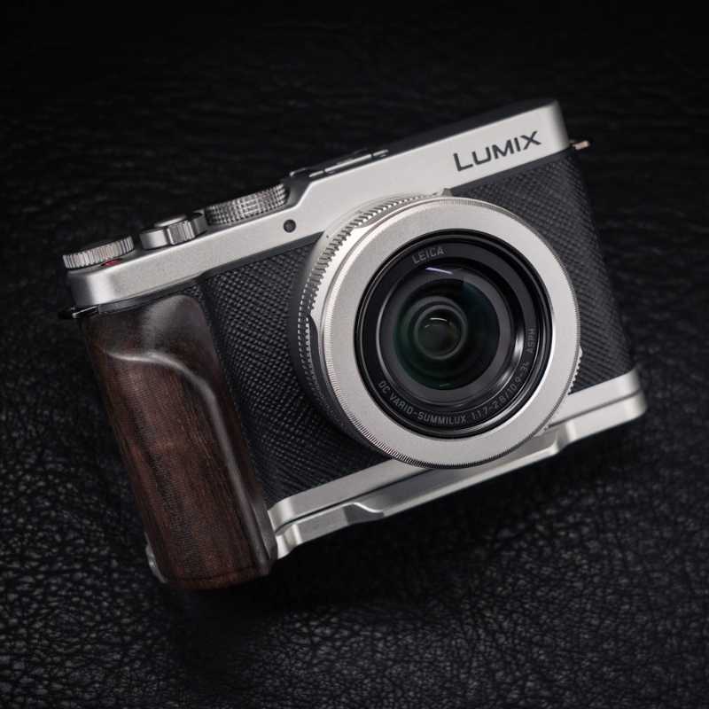 Wooden Hand Grip & Baseplate for Panasonic LUMIX L10 Black Walnut & Ebony