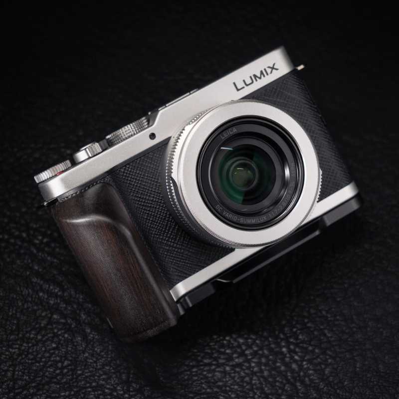 Wooden Hand Grip & Baseplate for Panasonic LUMIX L10 Black Walnut & Ebony
