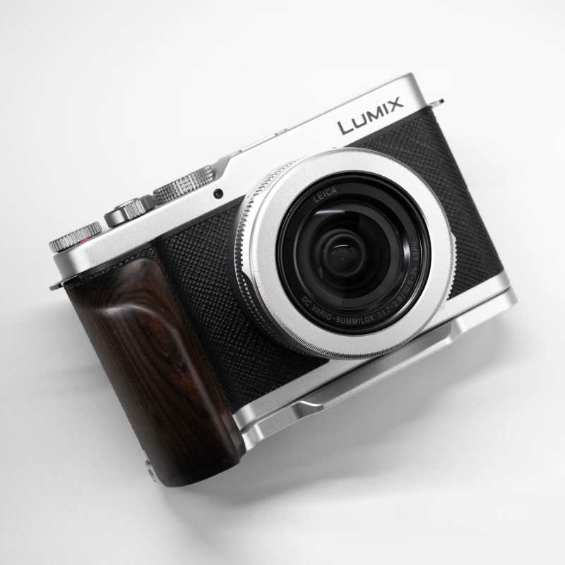 Wooden Hand Grip & Baseplate for Panasonic LUMIX L10 Black Walnut & Ebony