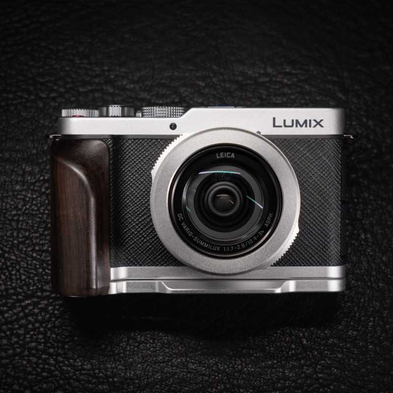 Wooden Hand Grip & Baseplate for Panasonic LUMIX L10 Black Walnut & Ebony
