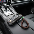 Premium Dark Ebony Sandalwood Key Fob Case for Porsche Macan Panamera Cayenne iWoodStore