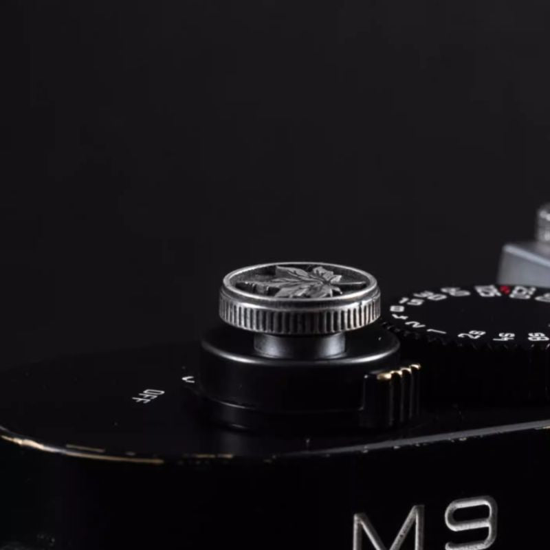 S925 Sterling Silver "Maple Leaf" Canadian Style Shutter Button & Hot Shoe Cover Set