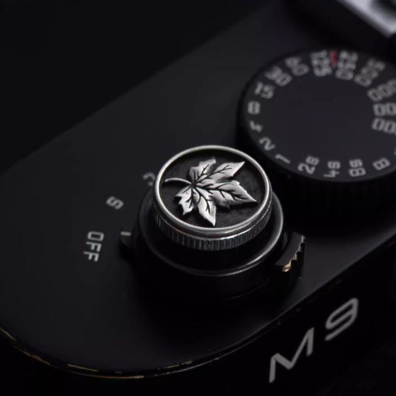 S925 Sterling Silver "Maple Leaf" Canadian Style Shutter Button & Hot Shoe Cover Set