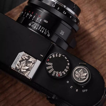 S925 Sterling Silver "Maple Leaf" Canadian Style Shutter Button & Hot Shoe Cover Set