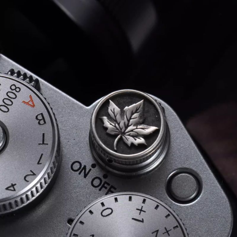 S925 Sterling Silver "Maple Leaf" Canadian Style Shutter Button & Hot Shoe Cover Set