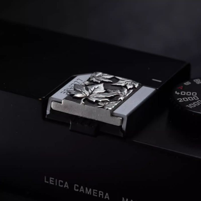 S925 Sterling Silver "Maple Leaf" Canadian Style Shutter Button & Hot Shoe Cover Set