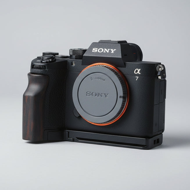 Sony A7M5 Wooden Handgrip | Ergonomic L-Plate & Battery Access | iWoodStore