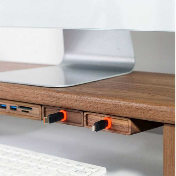 Wooden Retractable USB-C Charging Cable for Desk – iWoodStore