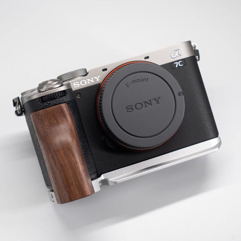 Wooden Handgrip for Sony A7CII A7CR Camera Brown Walnut Dark Ebony Rosewood Sony A7CII A7CR Handle Grip Premium Wooden Grip for Sony a7c2/a7cr