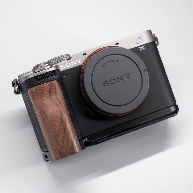 Wooden Handgrip for Sony A7CII A7CR Camera Brown Walnut Dark Ebony Rosewood Sony A7CII A7CR Handle Grip Premium Wooden Grip for Sony a7c2/a7cr