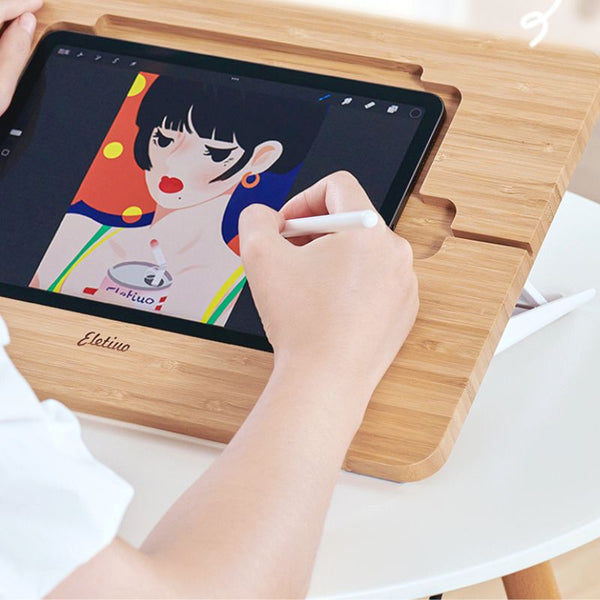 Adjustable Bamboo iPad Stand for Stable Viewing Angle