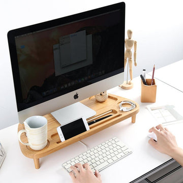 Bamboo Monitor Stand Organizer - iWoodStore