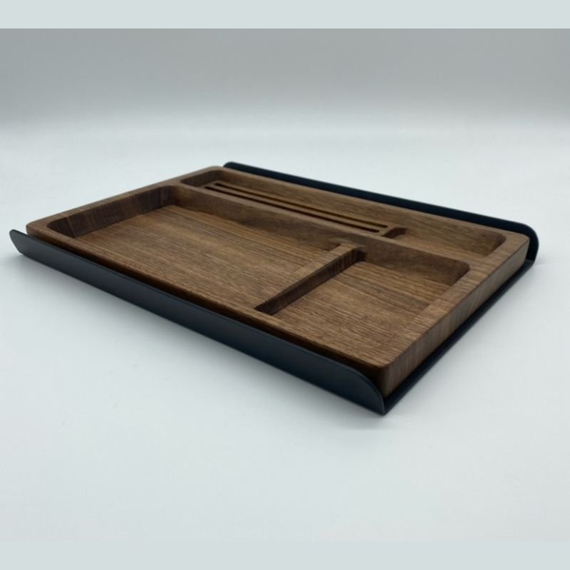 Desk Storage Tray Organizer Solid Wood Aluminum Alloy - iWoodStore