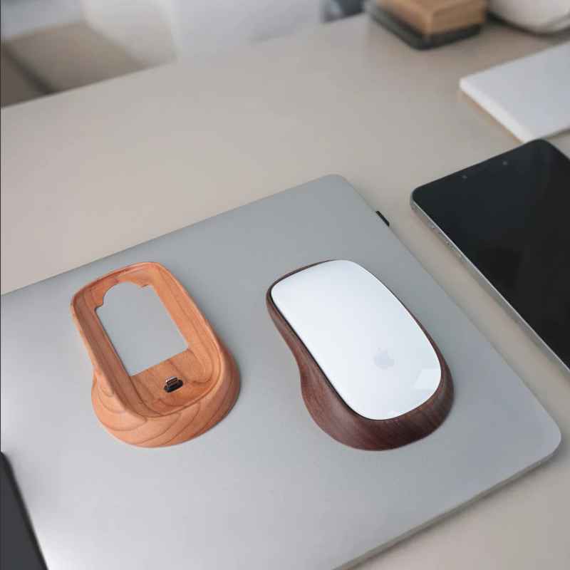 Ergonomic Apple Magic Mouse Base Tray Wood