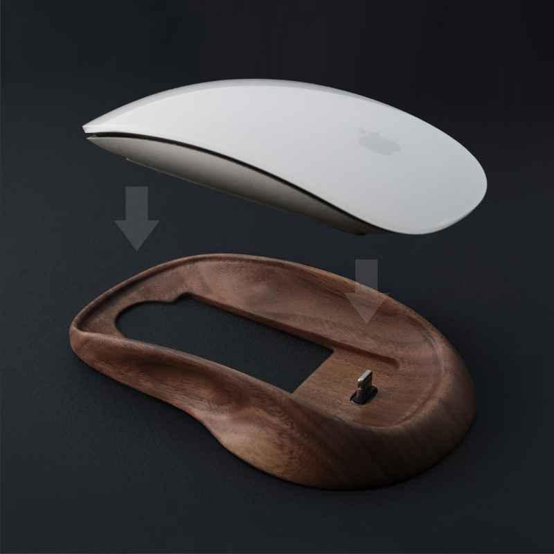 Ergonomic Apple Magic Mouse Base Tray Wood
