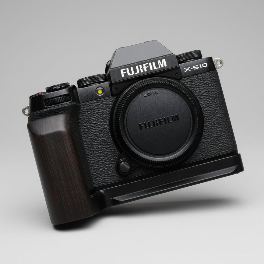 FUJIFILM フジフイルム XS10用 ハンドグリップ（黒檀/エボニー) Fuji XS10 カメラハンドル X-S10 ハンドグリップ 📷 本物の木製 🌳