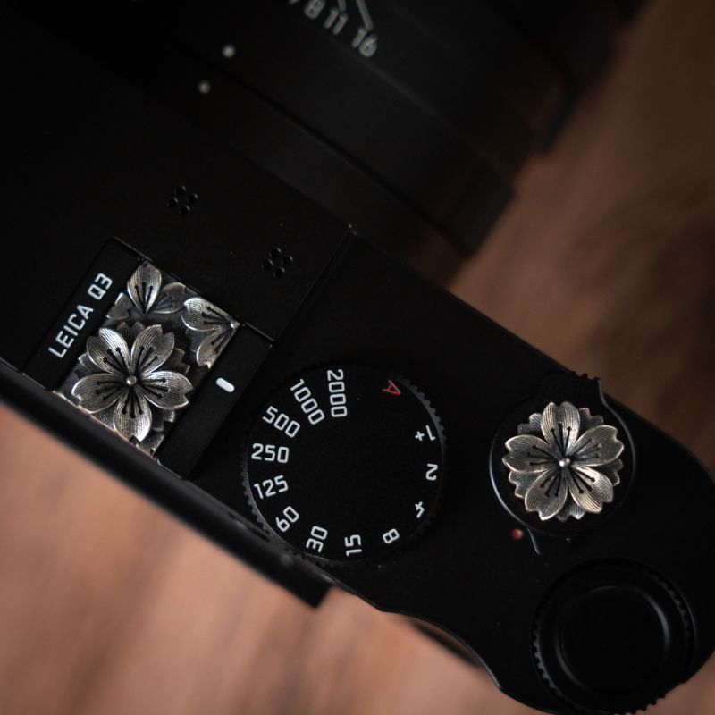 Leica Fujifilm Shutter Button Hot Shoe Cover Silver Sakura - iWoodStore