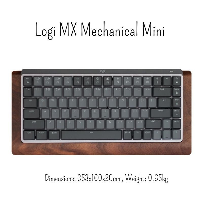 ロジクールMXキーボード用ハンドメイドダークウォルナット木製トレイ
