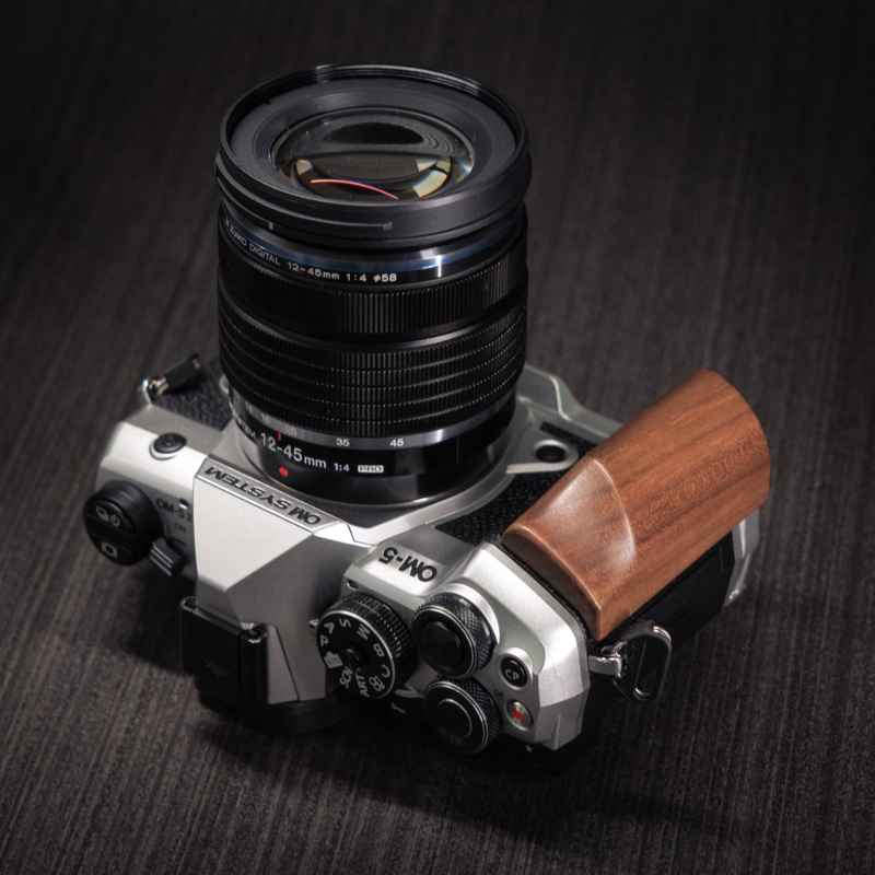 OM-System OM5II Wooden Camera Grip | Premium Handmade Grip by