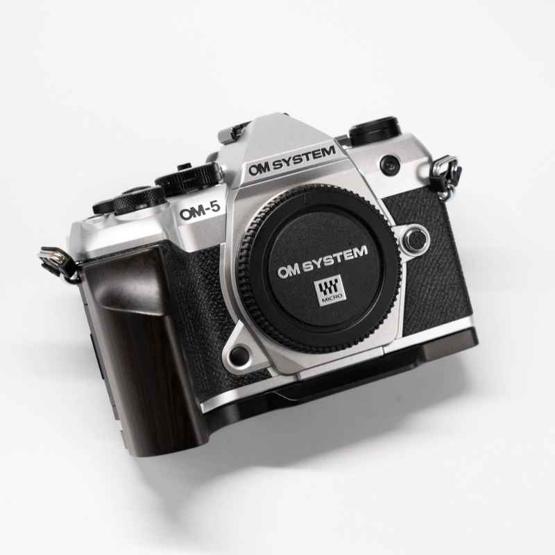 OM-System OM5II Wooden Camera Grip | Premium Handmade Grip by