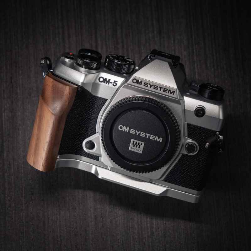 OM-System OM5II Wooden Camera Grip | Premium Handmade Grip by