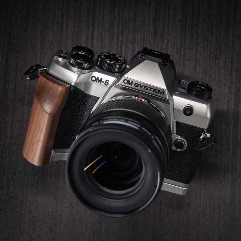 OM-System OM5II Wooden Camera Grip | Premium Handmade Grip by