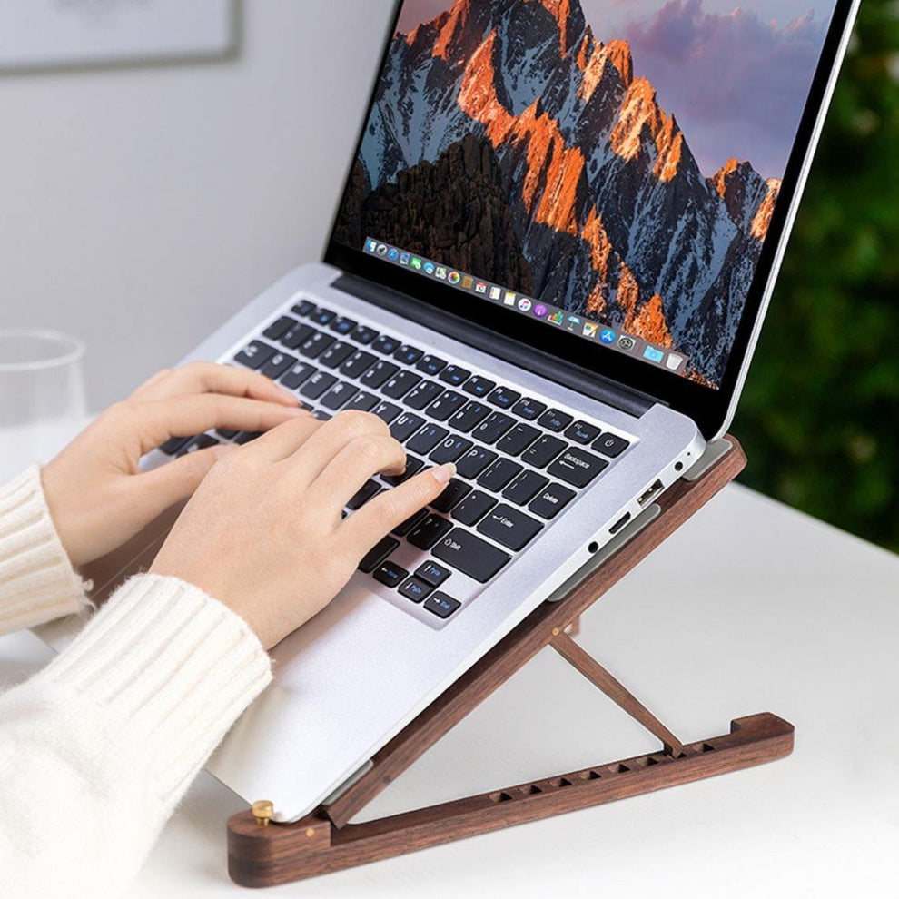 Portable Laptop Stand Wood For Desk - Adjustable Stand