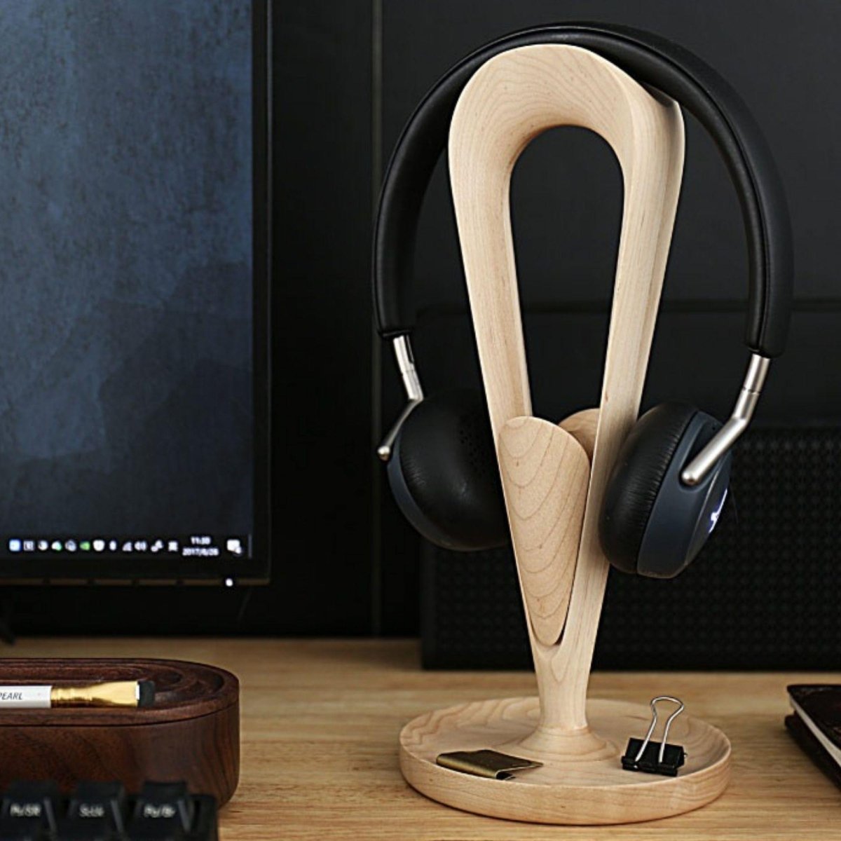 Rounded Headset Holder for Desk - iWoodStore