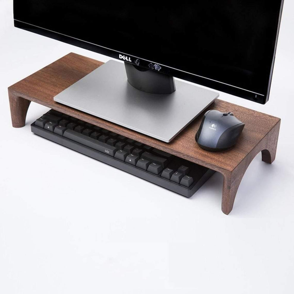 Self Leveling Computer Monitor Riser Solid Walnut Computer Monitor Riser: Ergonomic & Functionality