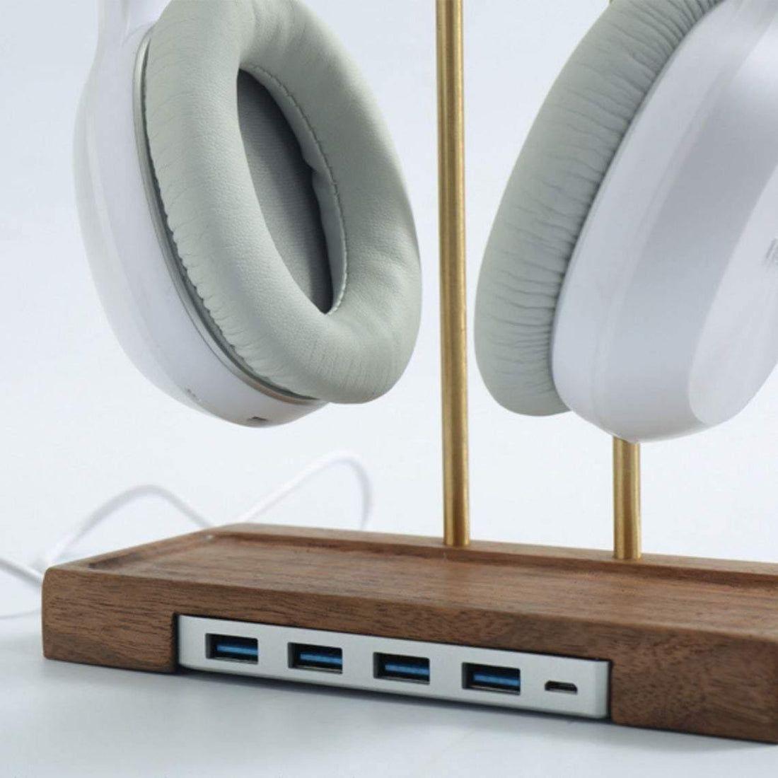 Stylish Earphone Stand with USB Ports - iWoodStore