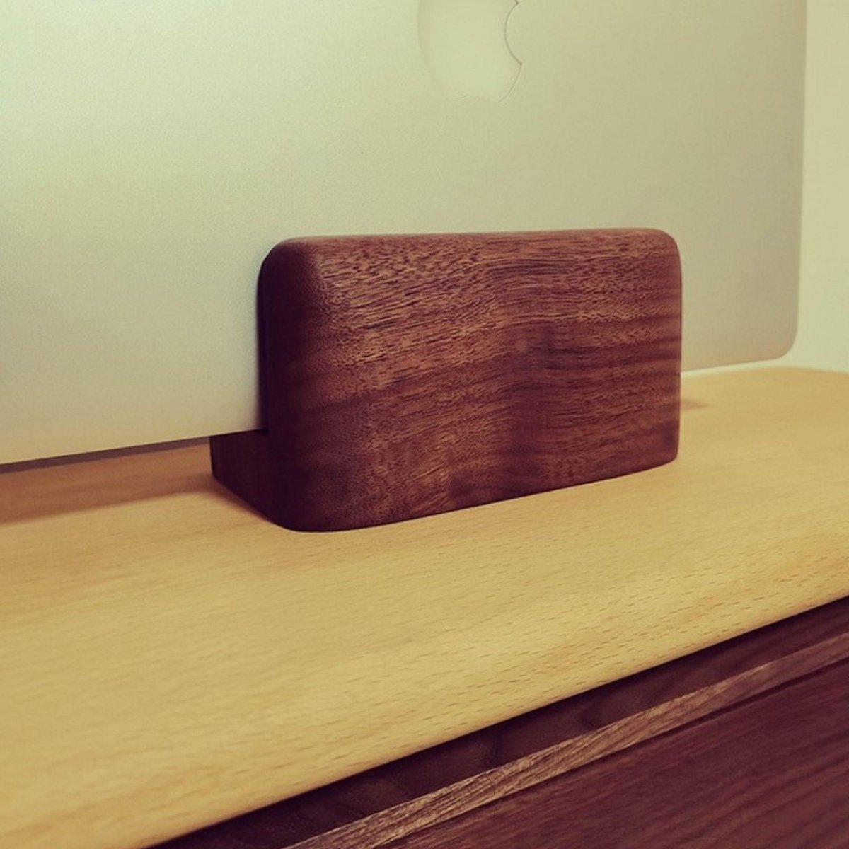 Natural Wood Vertical Laptop Stand Elegant Minimalist Design
