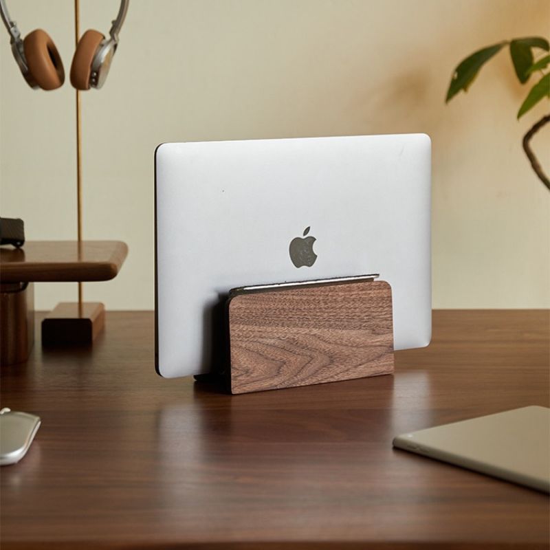 Wood Laptop Vertical Stand for Desk - iWoodStore