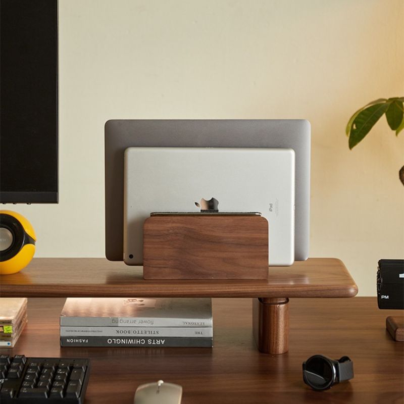 Wood Laptop Vertical Stand for Desk - iWoodStore