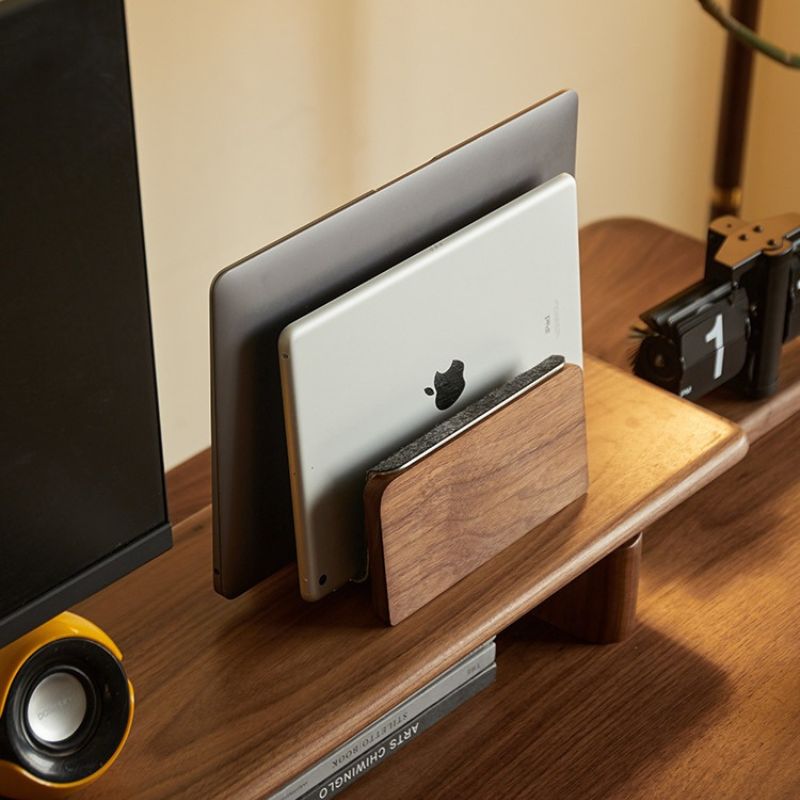 Elegant Vertical Laptop Stand in Wood - Premium Dock for MacBook