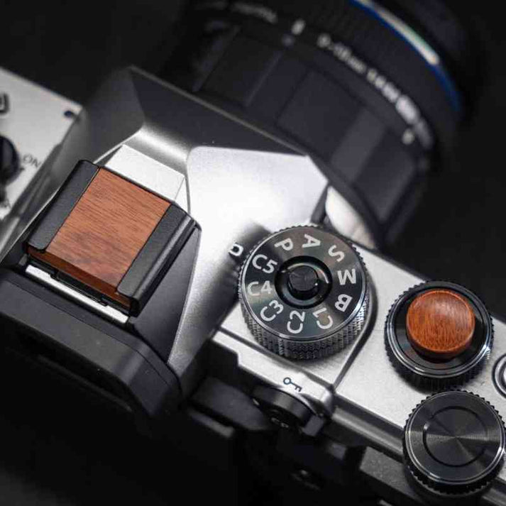 Wooden Cover Set Hot Shoe Shutter Button OM3 OM5 EP7 ZFC