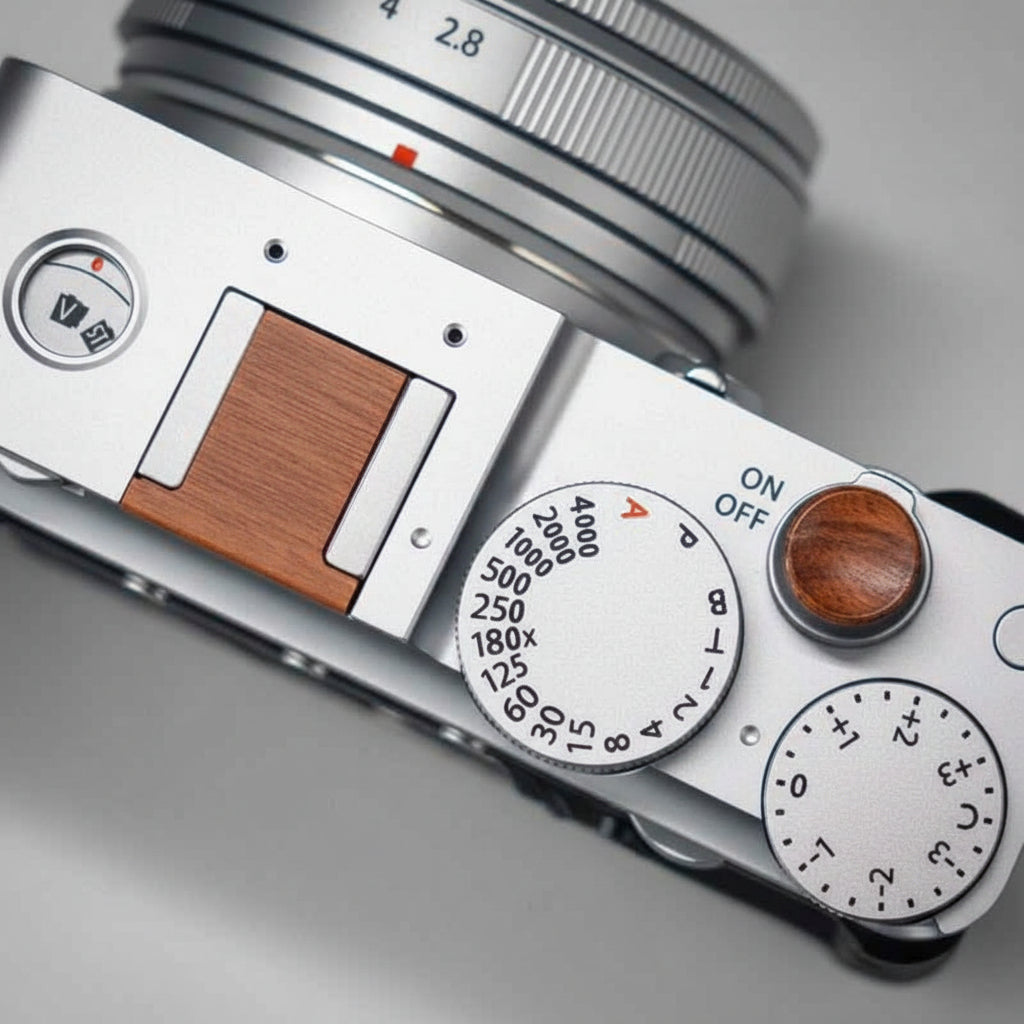 Wooden Fuji XE5 Hot Shoe & Shutter Button Cover Set | iWoodStore