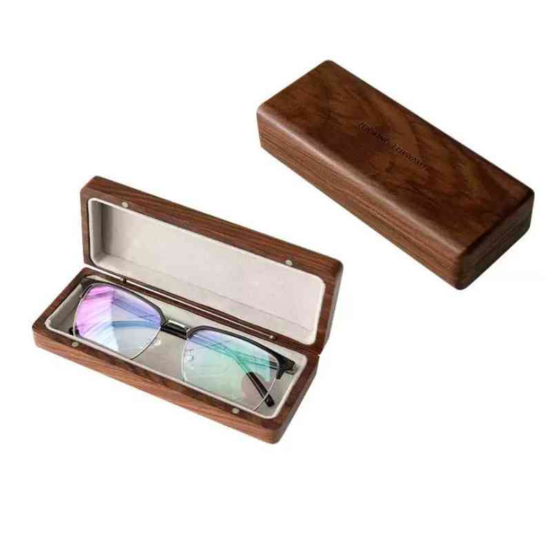 Wooden Glasses Case Rich Brown Walnut Light Beech Variants
